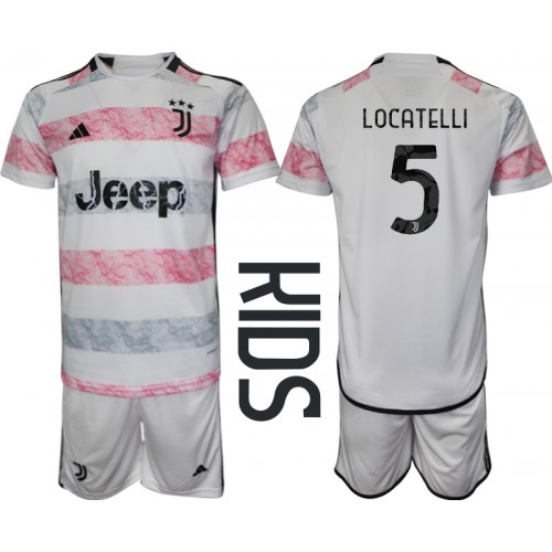 Maillot de foot Juventus Manuel Locatelli #5 Extérieur enfant 2023-24 Manches Courte (+ pantalon court)